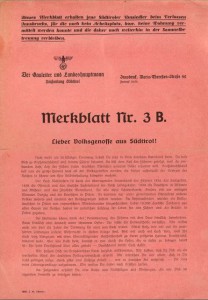 Merkblatt Umsiedler Titelblatt